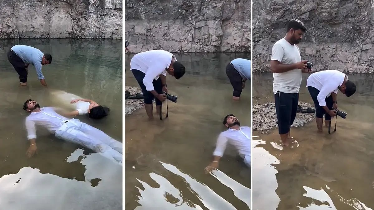 சேற்றுத்தண்ணீரில் மிதந்தபடி ப்ரீ வெடிங் போட்டோஷூட்; `இதெல்லாம் ரொம்ப ஓவர் பாஸ் நெட்டிசன்கள் ட்ரோல்
