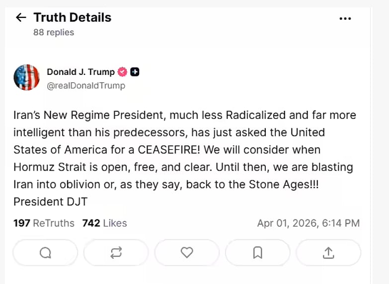 Trump: ஈரானின் புதிய அதிபர் போர் நிறுத்தத்தைக் கேட்கிறார்; ஆனால், அதற்கு... - ட்ரம்ப் பதிவு