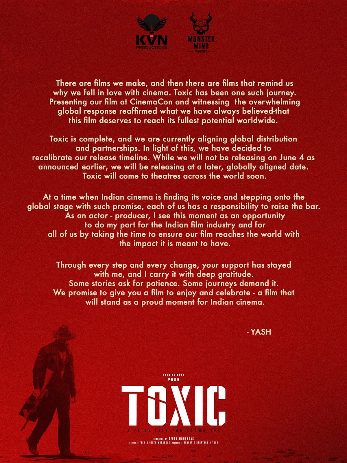 Yash About 'Toxic' Release