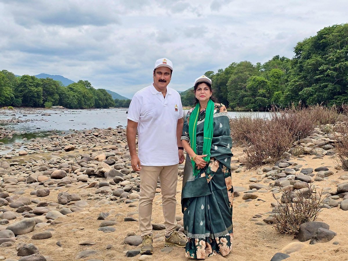 காவிரி ஆறு நுழையும் இடத்தில் அன்புமணி-சௌமியா