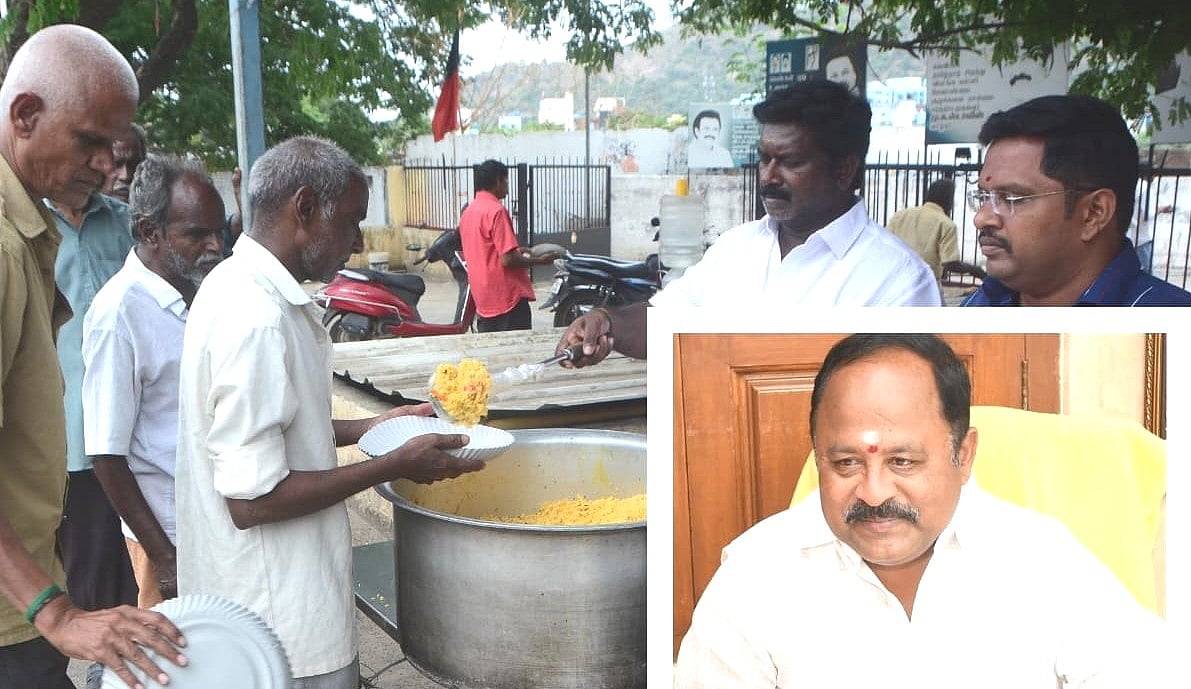 வேலூர் திமுக அலுவலகத்தில் ஏழைகளுக்கு இலவச உணவு; 2,000 நாள்களைக் கடந்த அன்னதானம்!