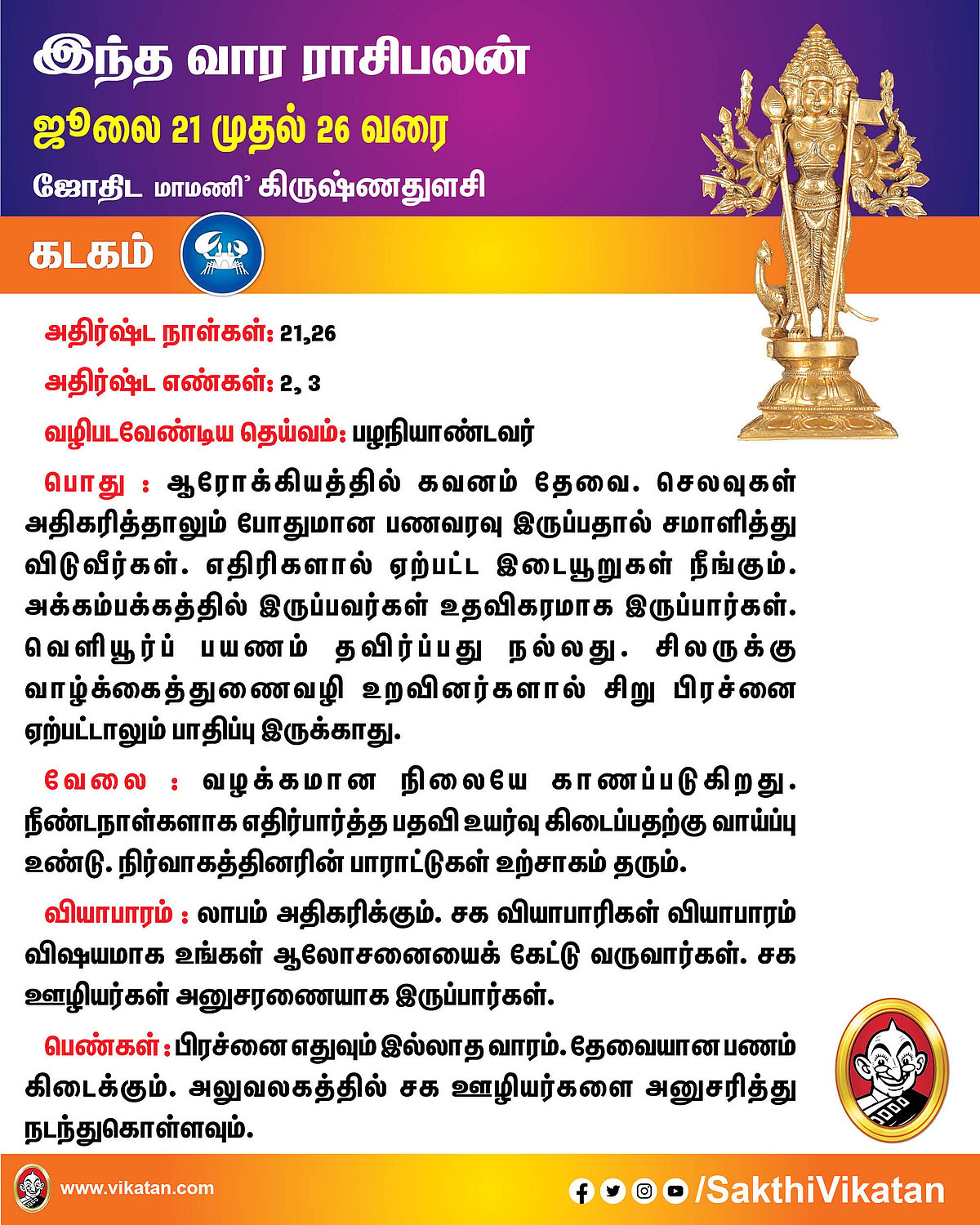 இந்த வார ராசிபலன் ஜூலை 21 முதல் 26 வரை #VikatanPhotoCards