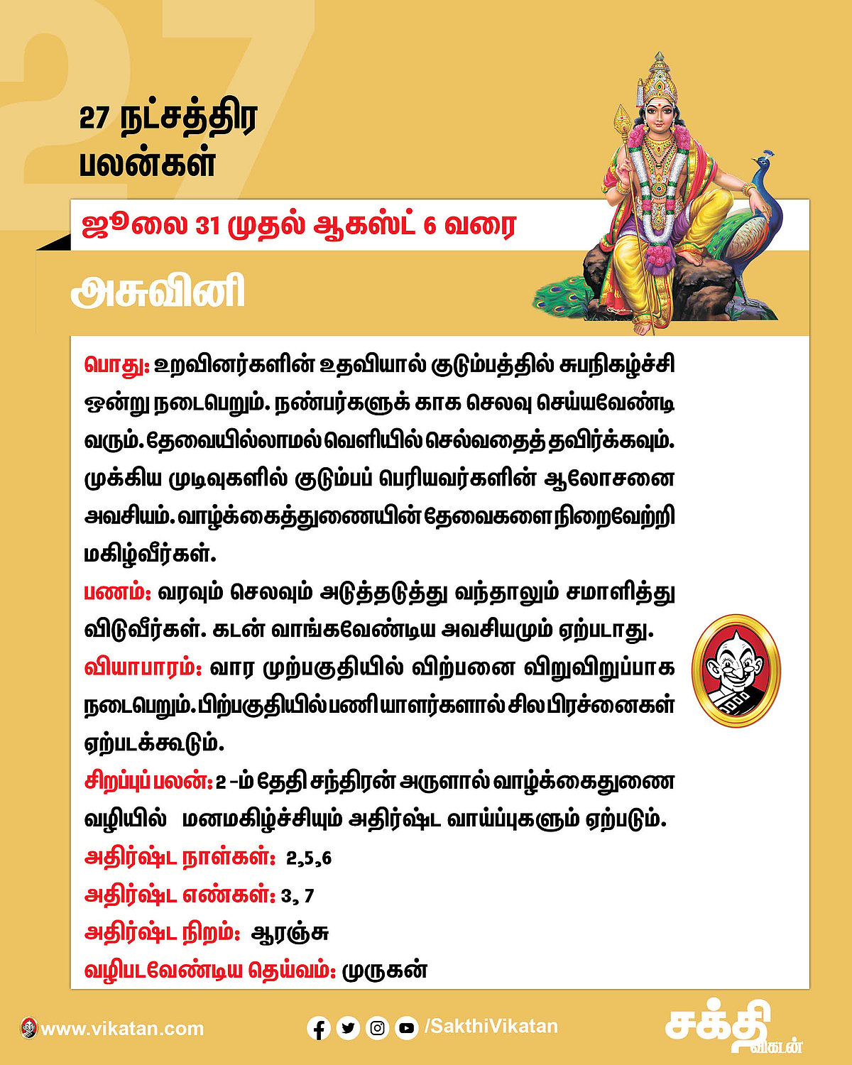 நட்சத்திரப் பலன்கள்  ஜூலை 31 முதல் ஆகஸ்ட் 6 வரை #VikatanPhotoCards