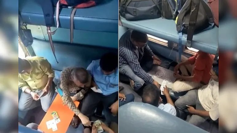 மும்பை: ரயில் இருக்கைகளை ஆக்கிரமித்து சீட்டாட்டம்; பயணிகள் கண்டனம்; வைரல் வீடியோவின் பின்னணி என்ன?