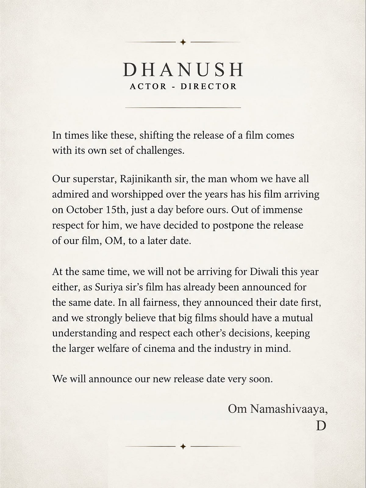 OM - Release Date Postponed