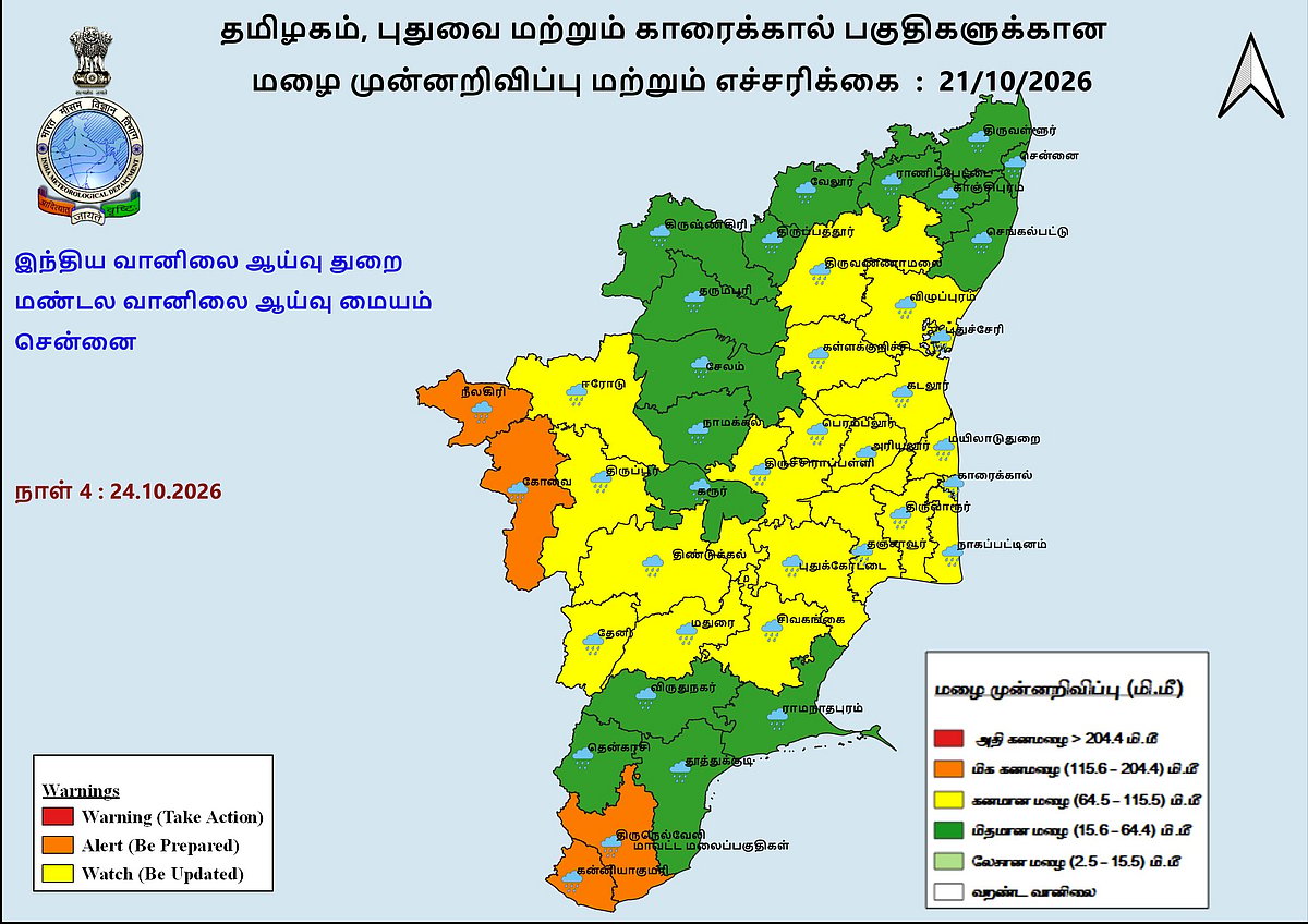 அக்டோபர் 24, 2026 - மழை அப்டேட்