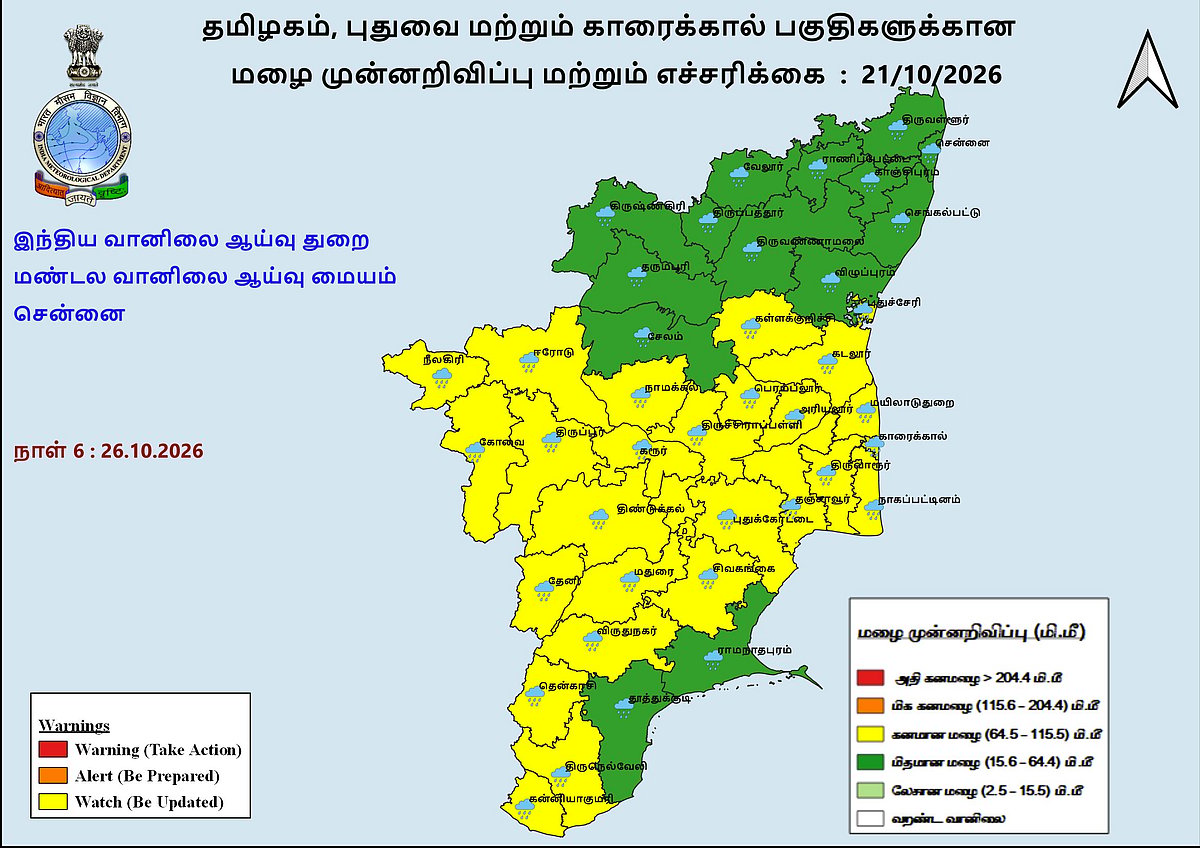 அக்டோபர் 26, 2026 - மழை அப்டேட்